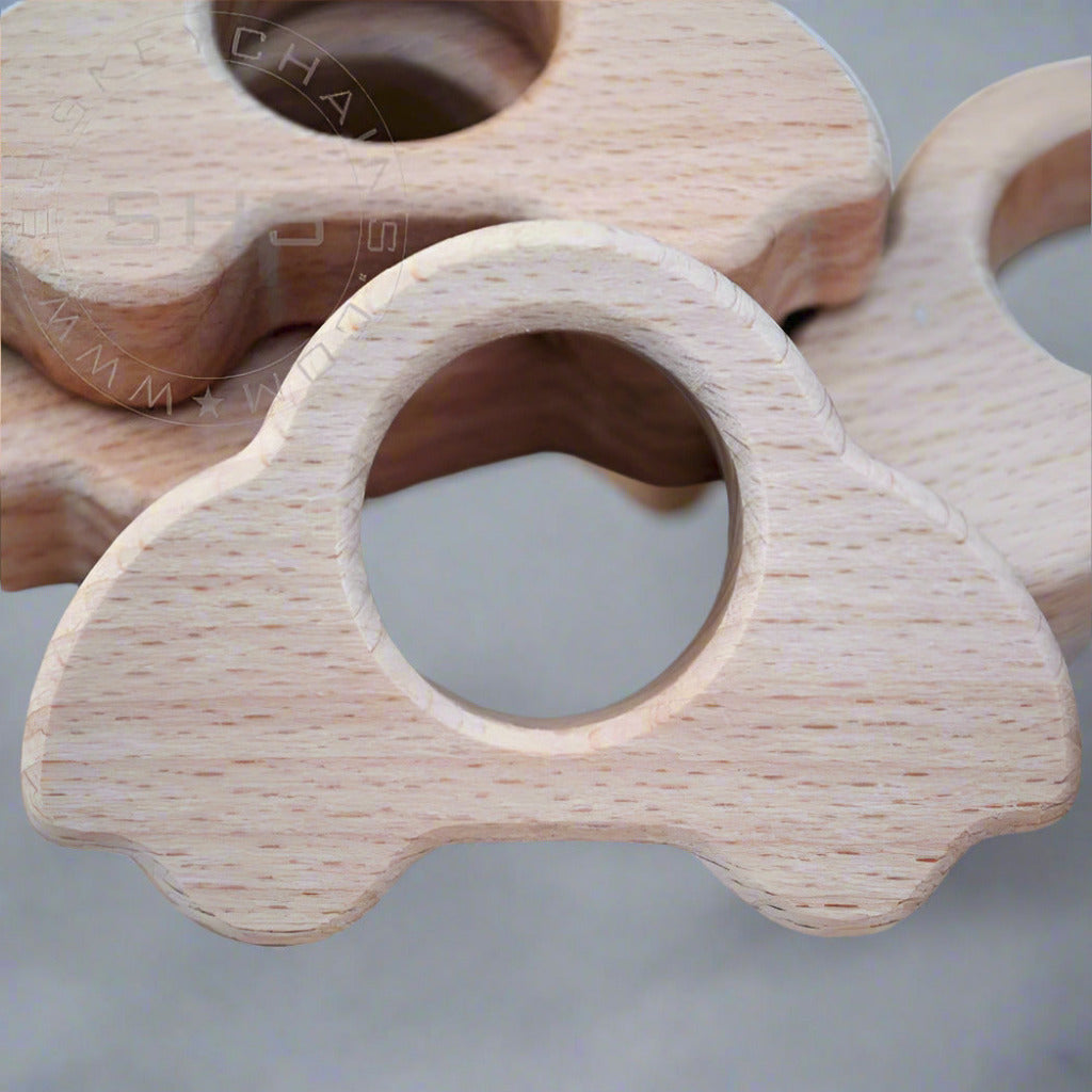 Car Shaped Beech Wood Baby Teether