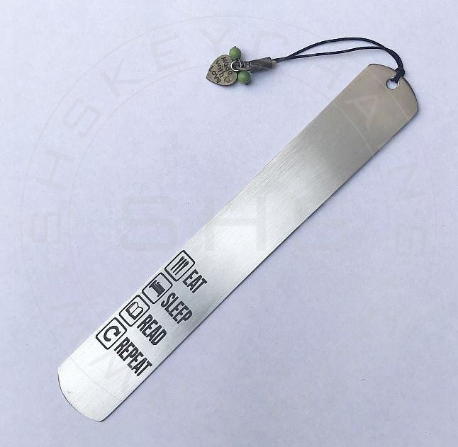 Stainless Steel Bookmark "Eat-Sleep-Read-Repeat"