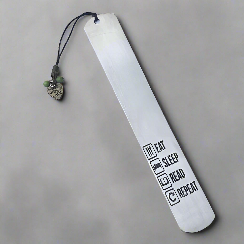 Stainless Steel Bookmark "Eat-Sleep-Read-Repeat"