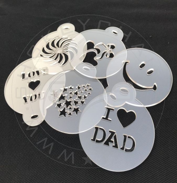 Set of six Cappuccino Coffee Chocolate Stencils