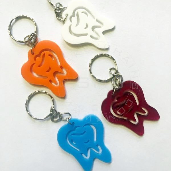 Cute Tooth Shaped Acrylic keyring Assorted Colors
