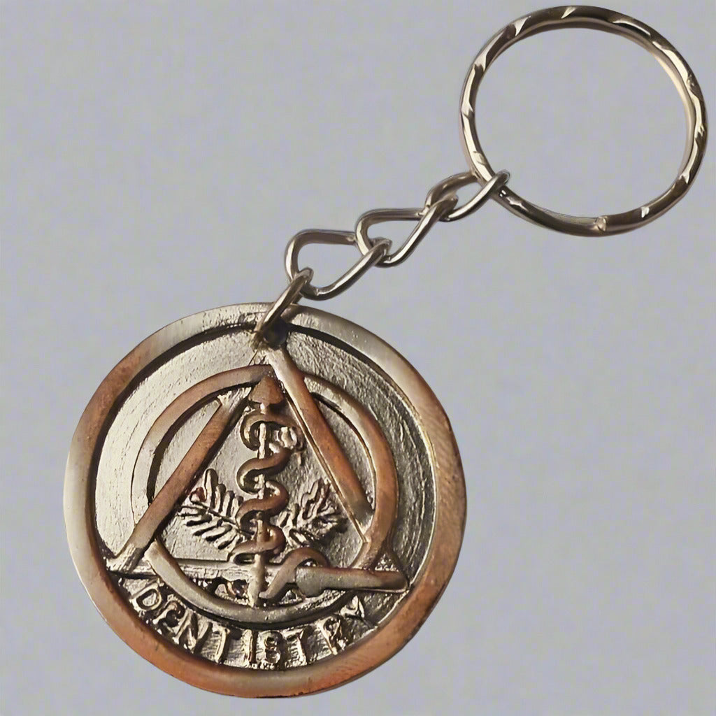 Keychain-Metal Round Tag Dentistry Symbol