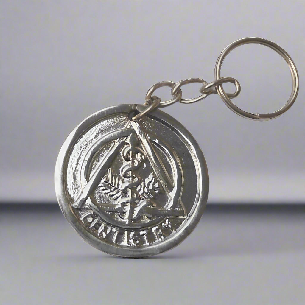 Keychain-Metal Round Tag Dentistry Symbol