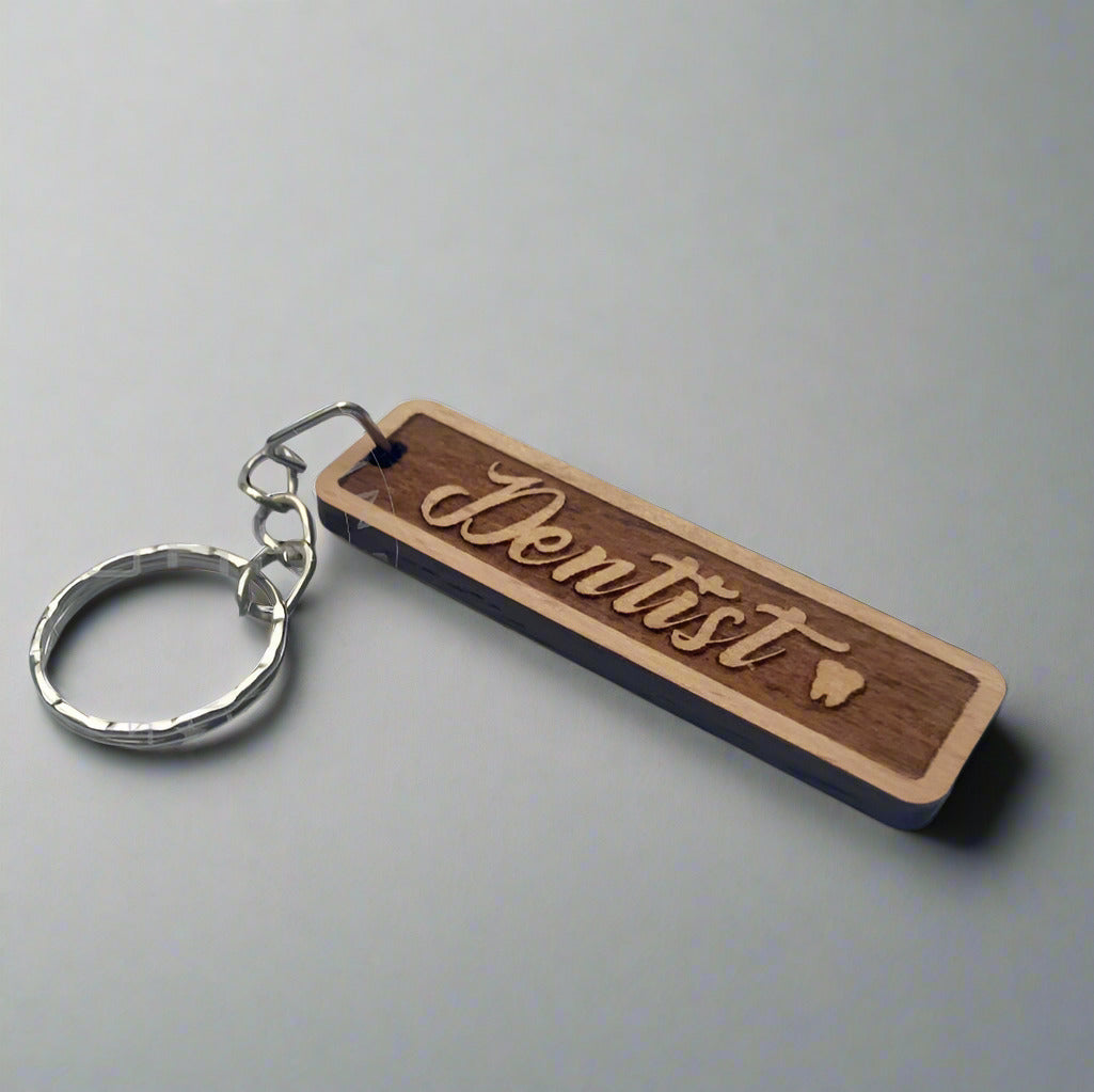 Dentist Keychain - Laser Engraved Wood