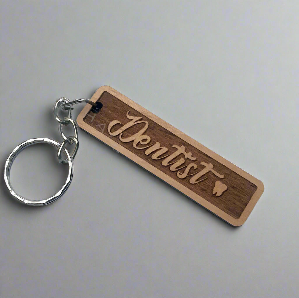 Dentist Keychain - Laser Engraved Wood