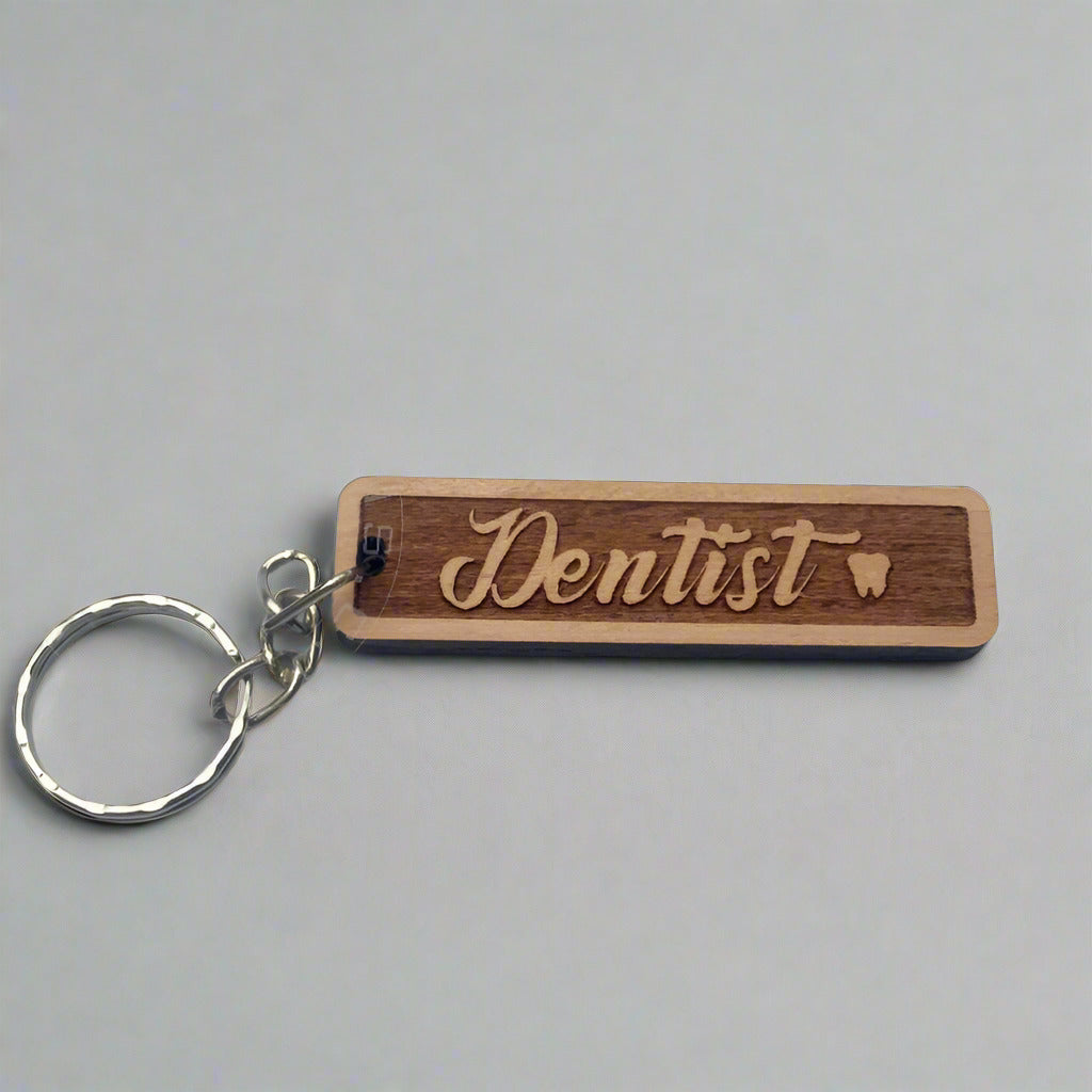Dentist Keychain - Laser Engraved Wood
