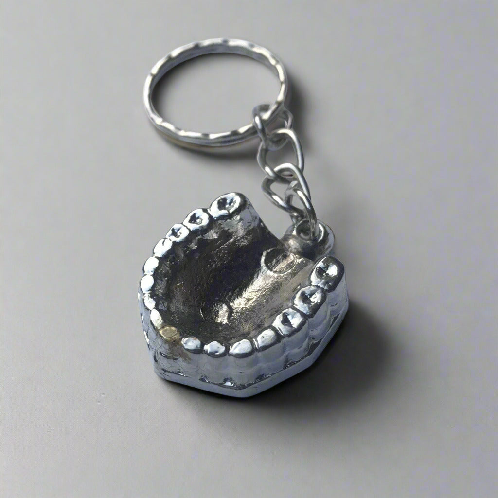 Miniature Denture Shaped Metal keychain