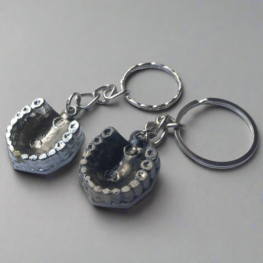 Miniature Denture Shaped Metal keychain