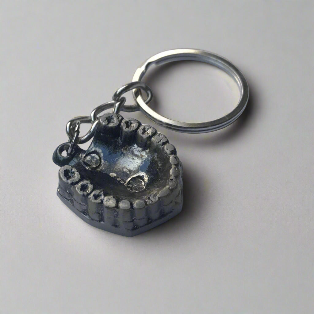 Miniature Denture Shaped Metal keychain