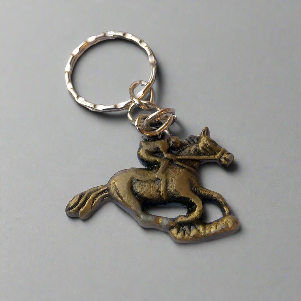 Miniature Derby Horse and Jokey keychain