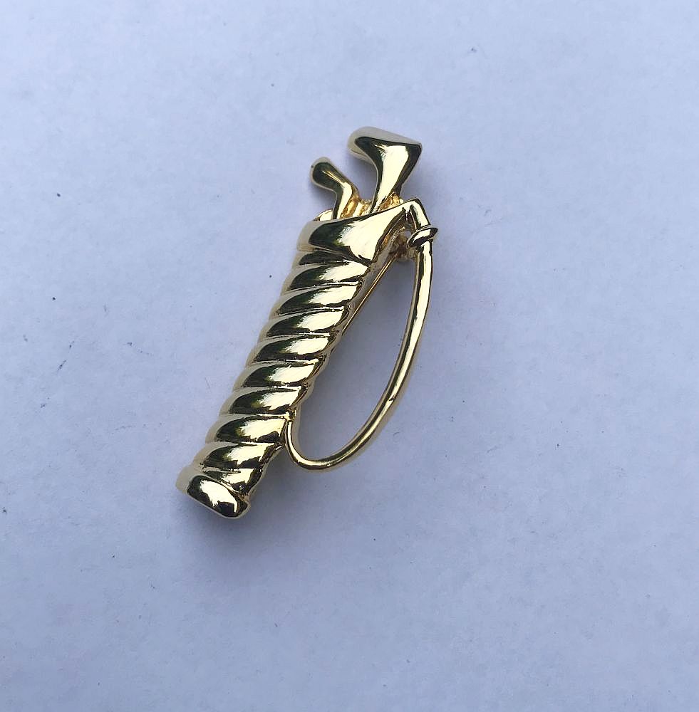 Golf Bag Brooch, Gold Finish