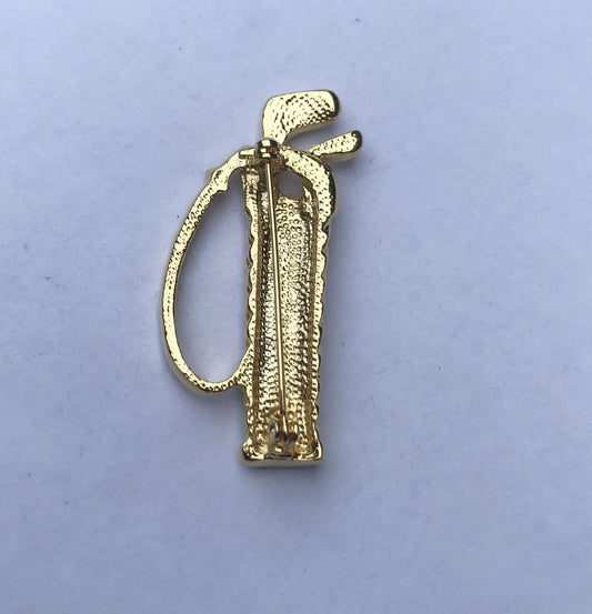 Golf Bag Brooch, Gold Finish
