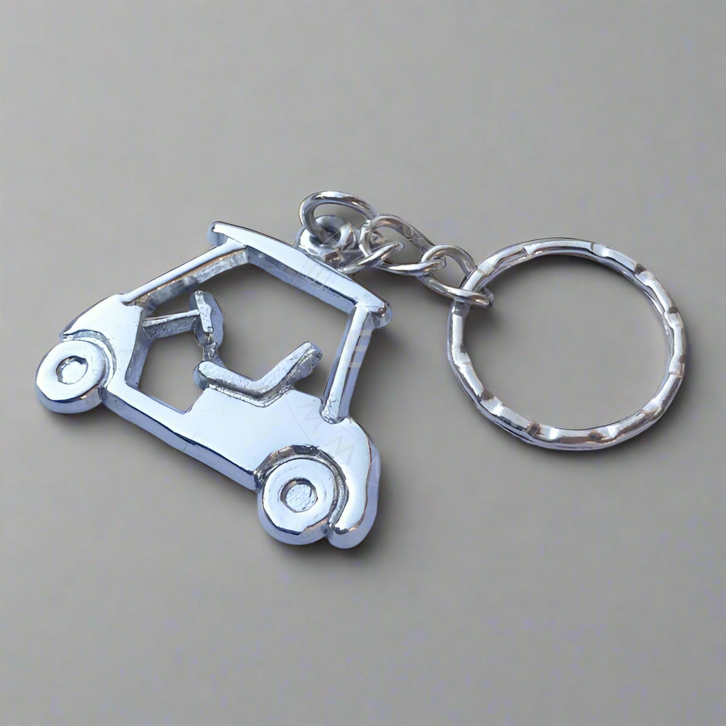 Miniature Golf Cart Metal Keychain