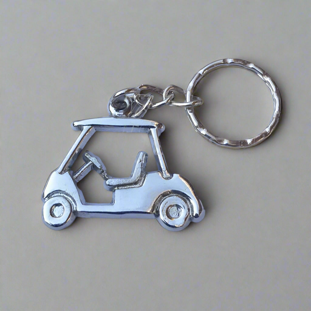 Miniature Golf Cart Metal Keychain