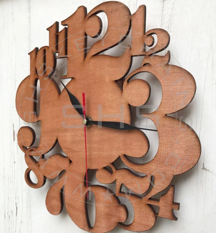 Laser Cut Plywood Digit Clock