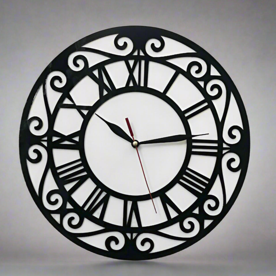 Elegant Laser Cut Double layered Acrylic Clock - Roman Touch