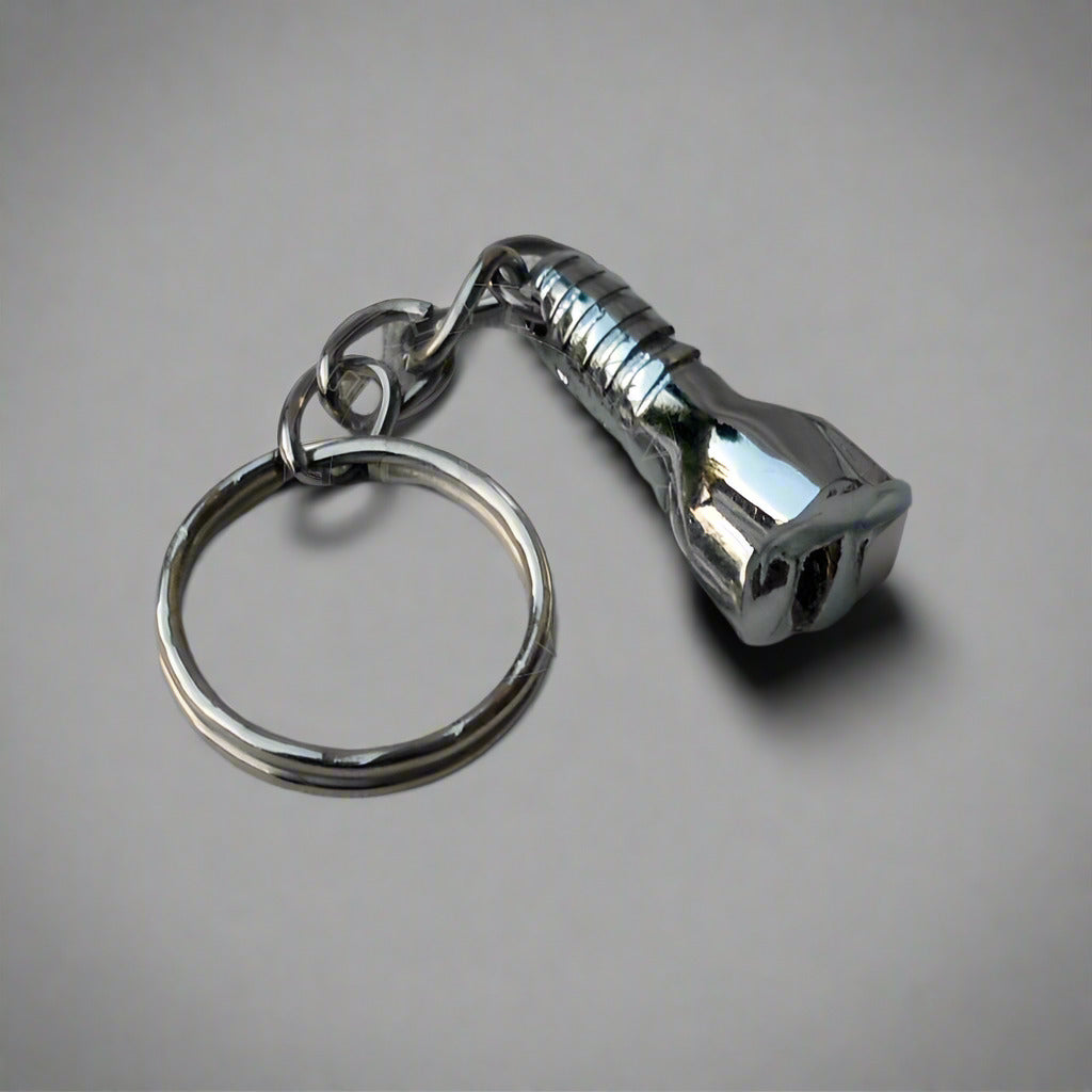 Tooth Shaped Implant Keychain Silver Plated