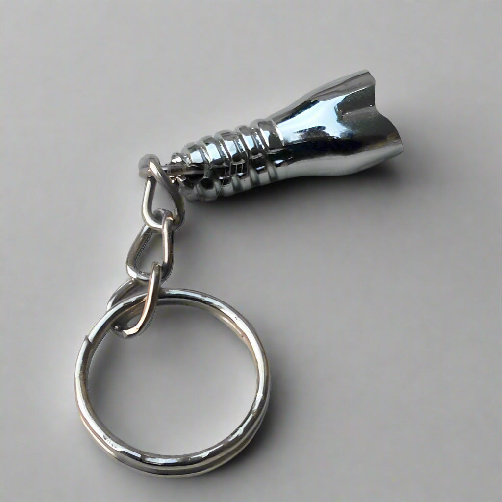 Tooth Shaped Implant Keychain Silver Plated