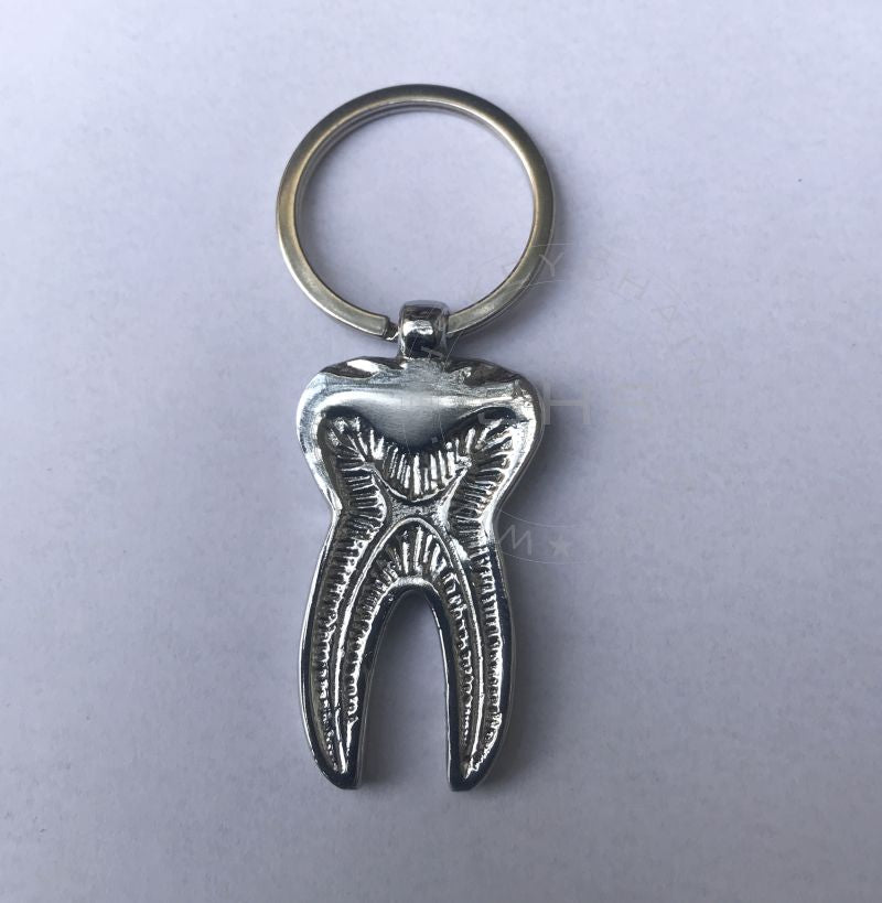 Large Tooth Keychain Silver Plated
