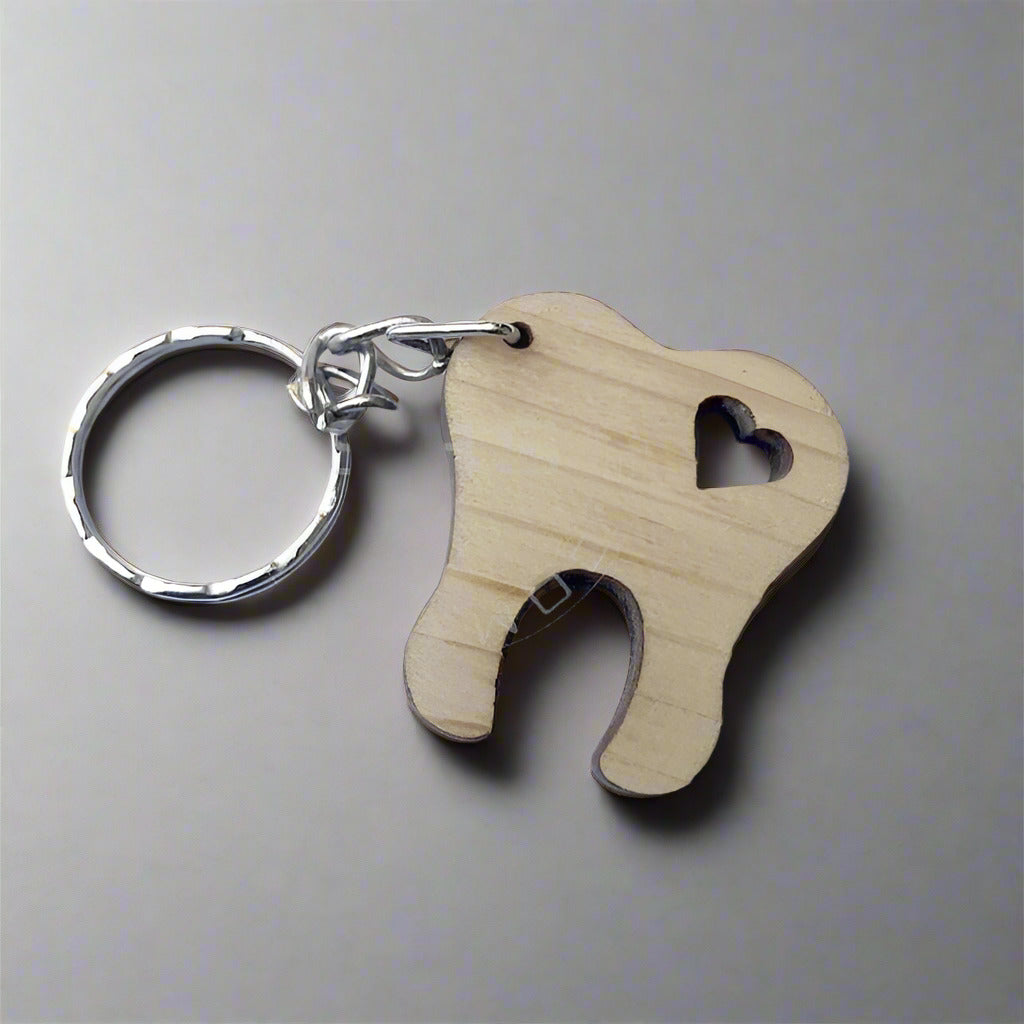 Cute Wooden Tooth keyring