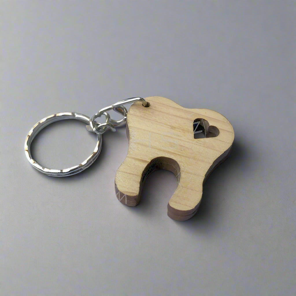 Cute Wooden Tooth keyring