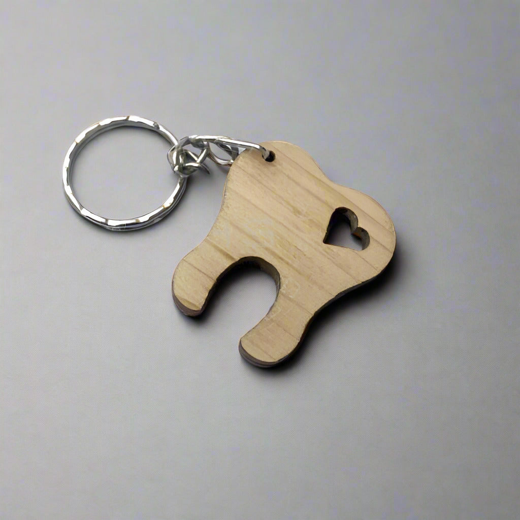 Cute Wooden Tooth keyring