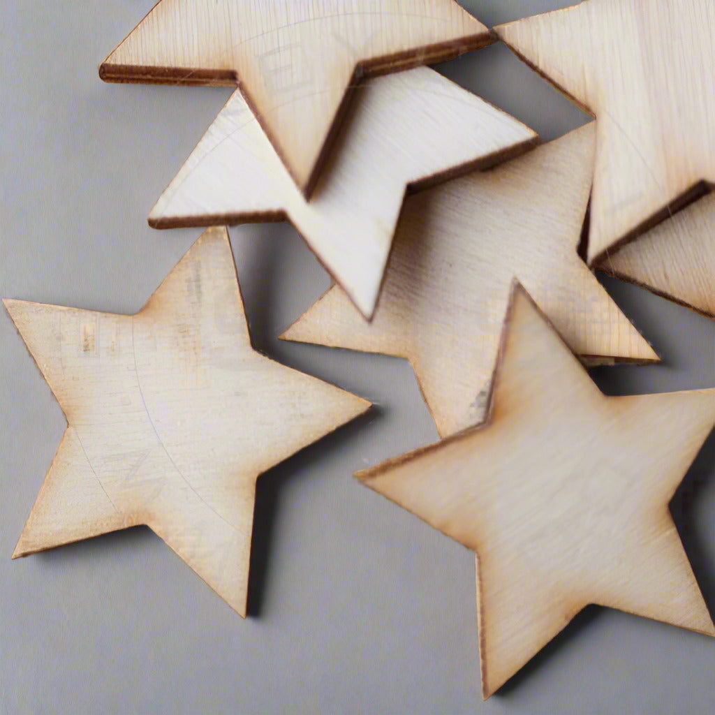 Laser Cut Plywood Stars-2 inches- Pack of 24