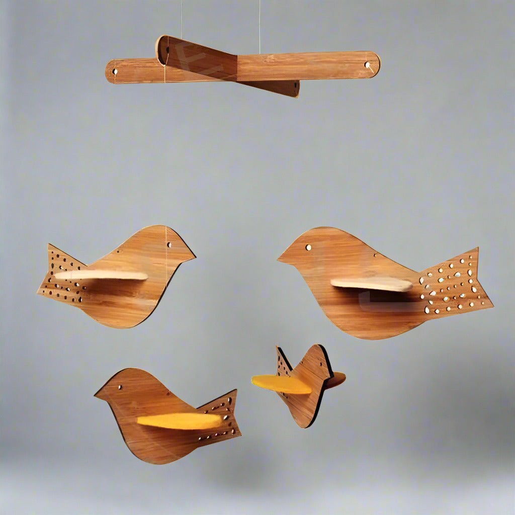 Laser Cut Wooden Birds Chimes for Kids