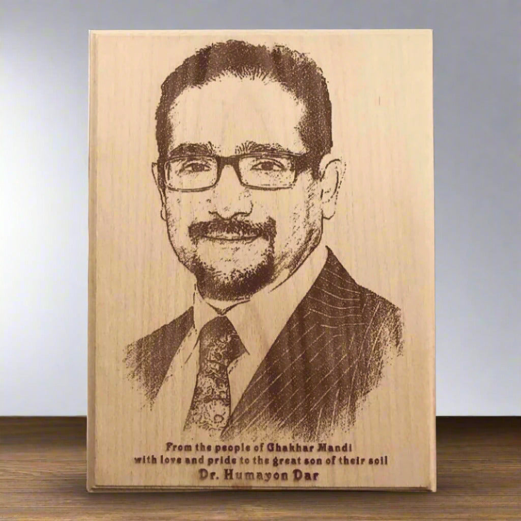 Customized Laser Engraved Beech Wood Picture Plaque - Large