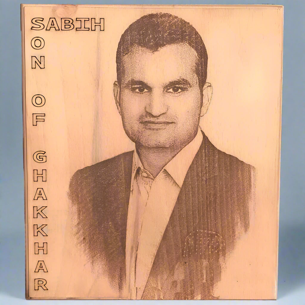 Customized Laser Engraved Beech Wood Picture Plaque - Large