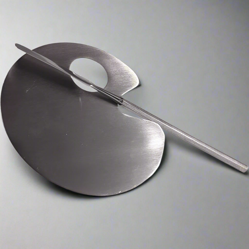 Stainless Steel Makeup Mixing Palette with Spatula