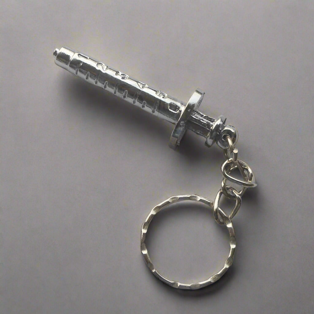 Medical Syringe Keychain-Silver Plated