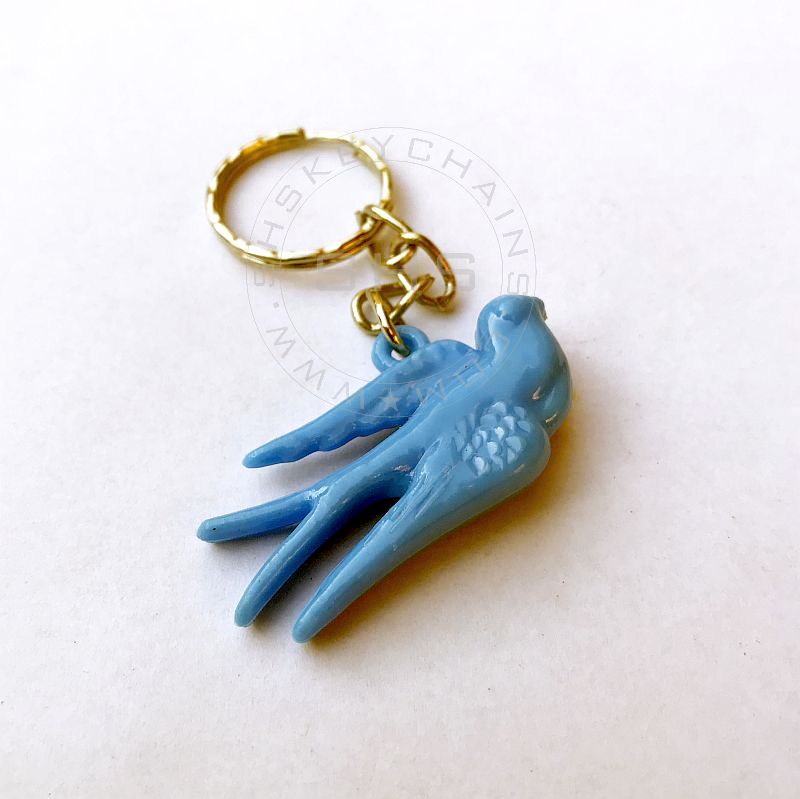 Cute Blue Bird Plastic Keychain