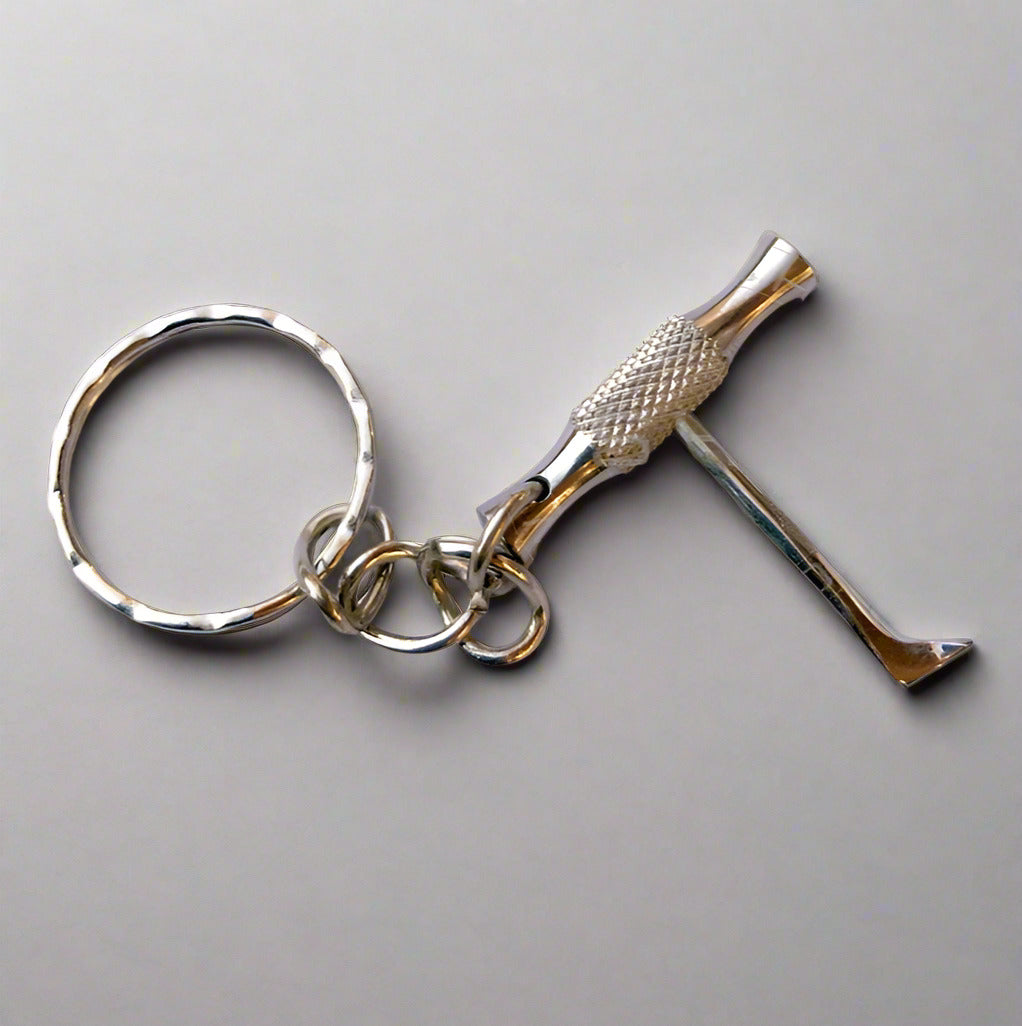 Miniature Cross bar Elevator Keyring - Stainless Steel