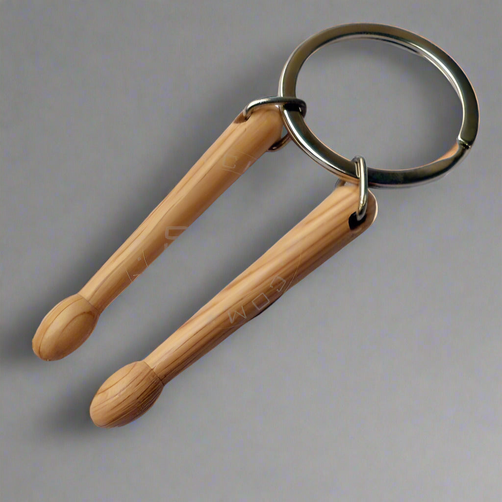 Pair of Wooden Drumsticks Music keychain