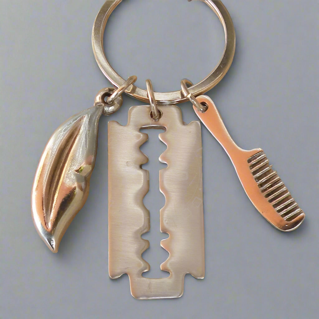 Lips, Razor and Comb Charms keychain