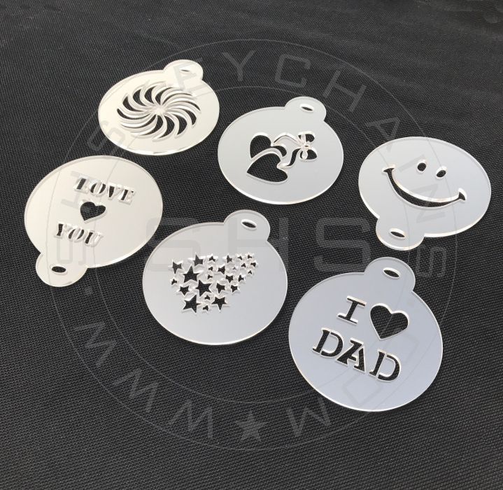 Set of six Cappuccino Coffee Chocolate Stencils