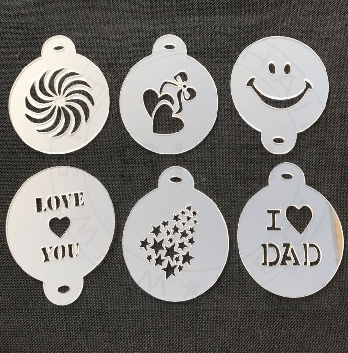 Set of six Cappuccino Coffee Chocolate Stencils