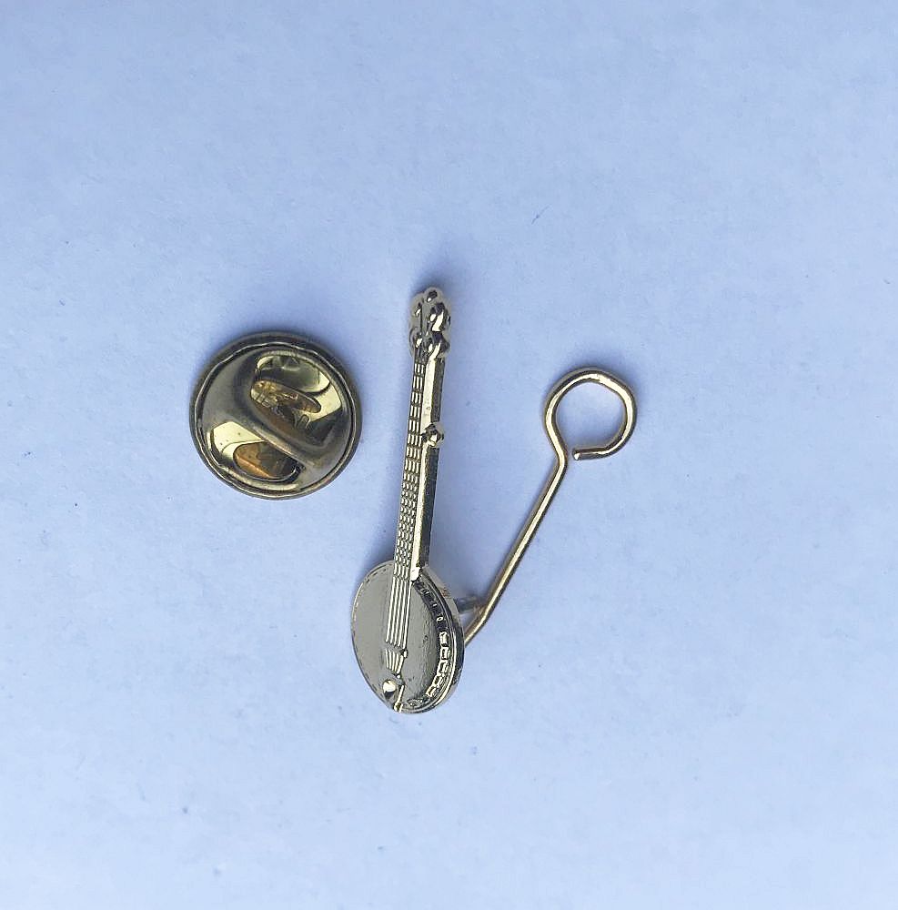 Cute Miniature Sitar Brooch Gold Finish