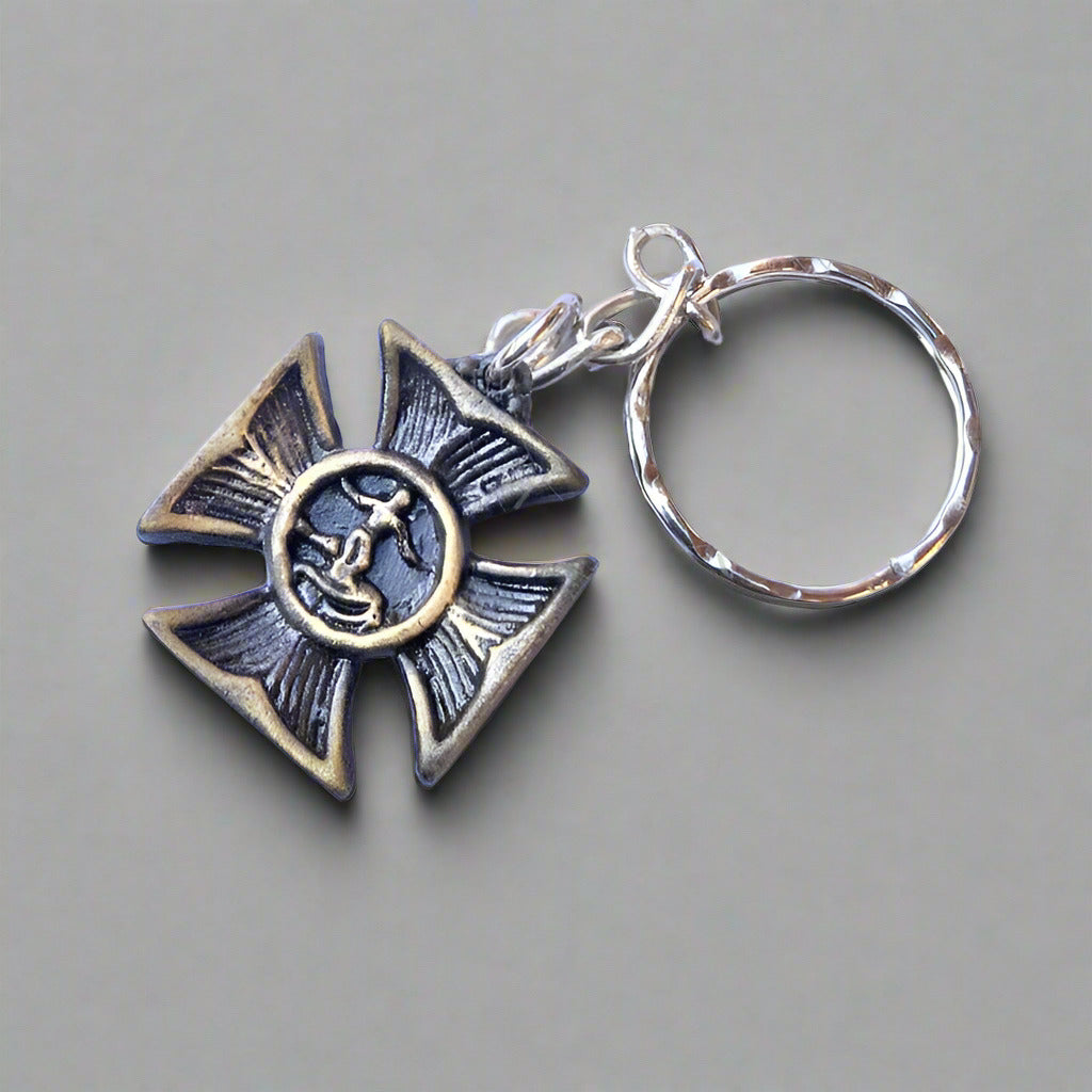 Surfer's Cross Vintage keychain - Assorted Finishes
