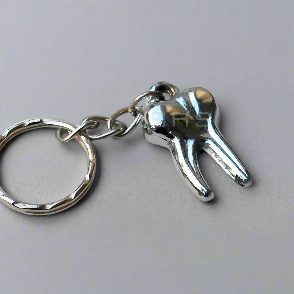 Small Molar Shaped keychain Two Roots