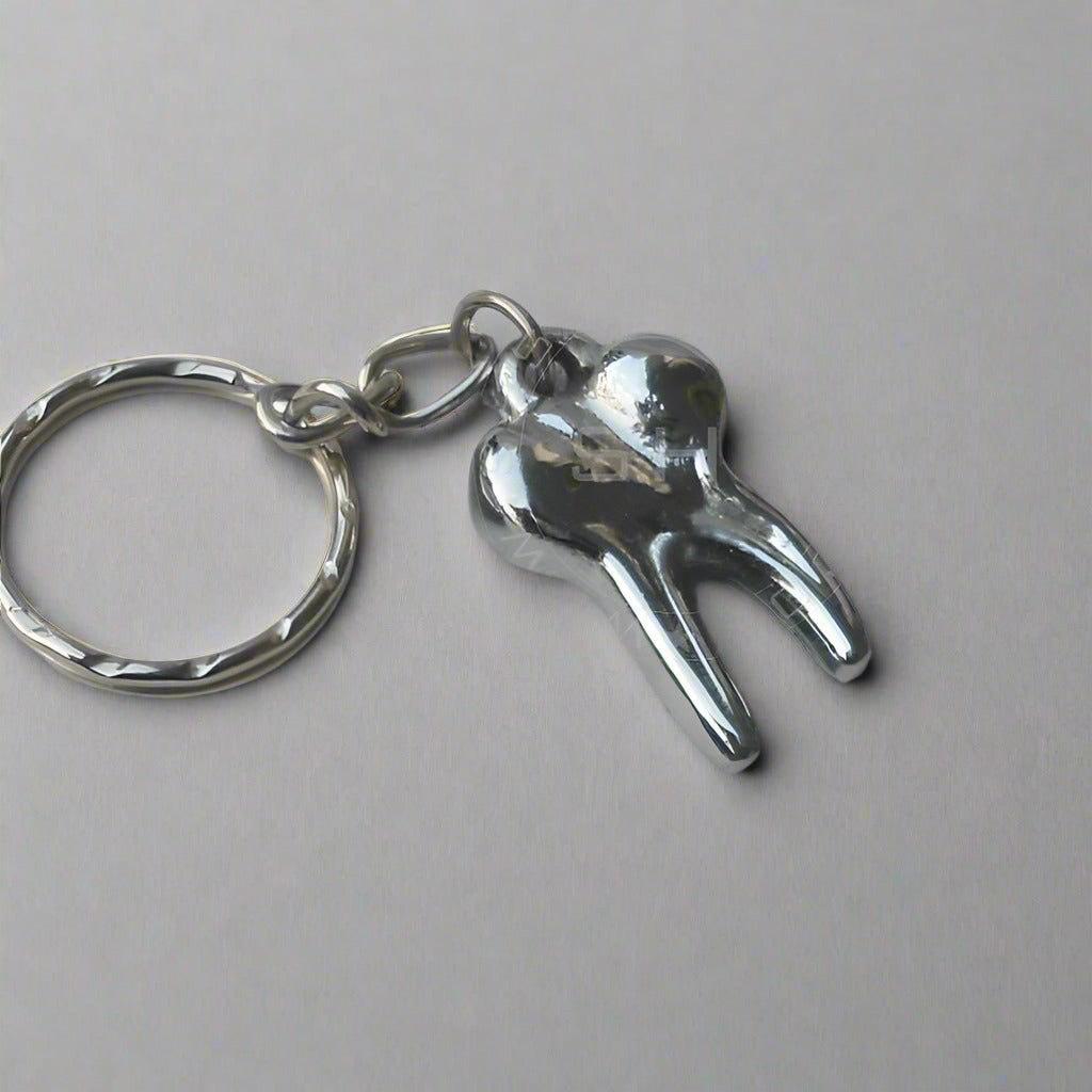 Small Molar Shaped keychain Two Roots