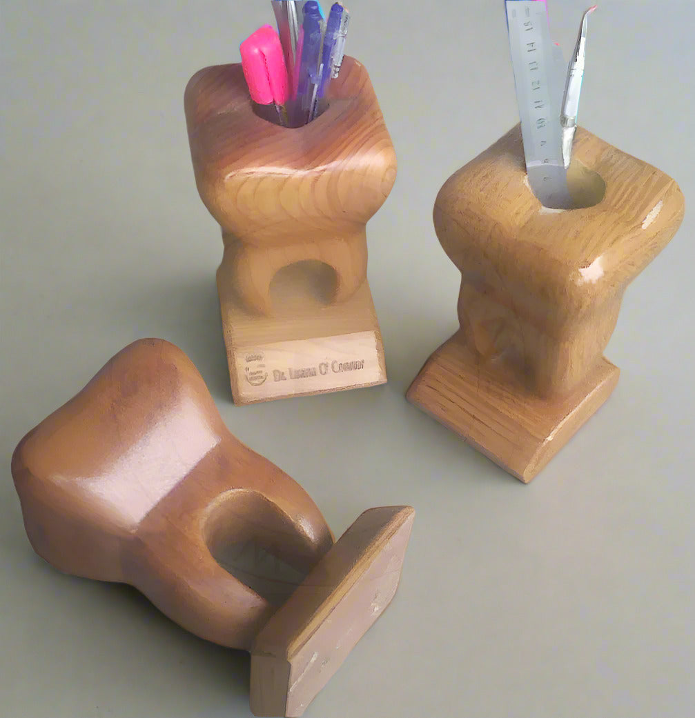Handcrafted 3D Tooth Shaped Personalized Pen Holder