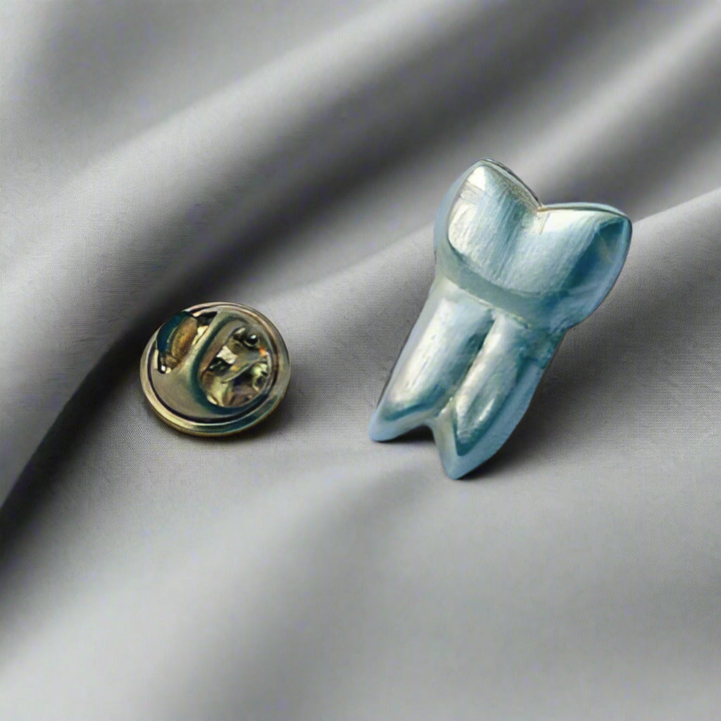3 D Tooth Lapel Pin for Dental Professionals - Silver Plated Brass