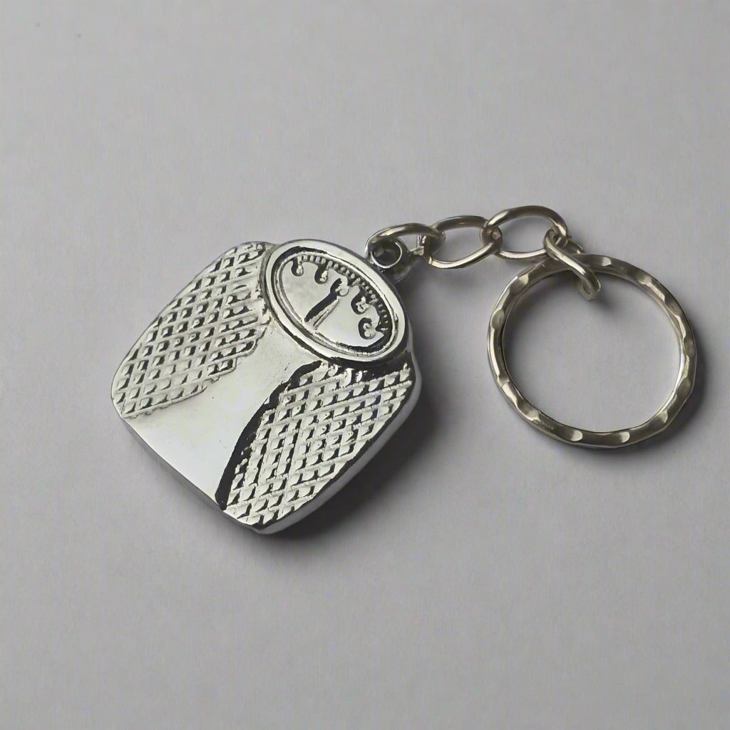 Keychain - Silver Plated Metal Bathroom Scale Shape