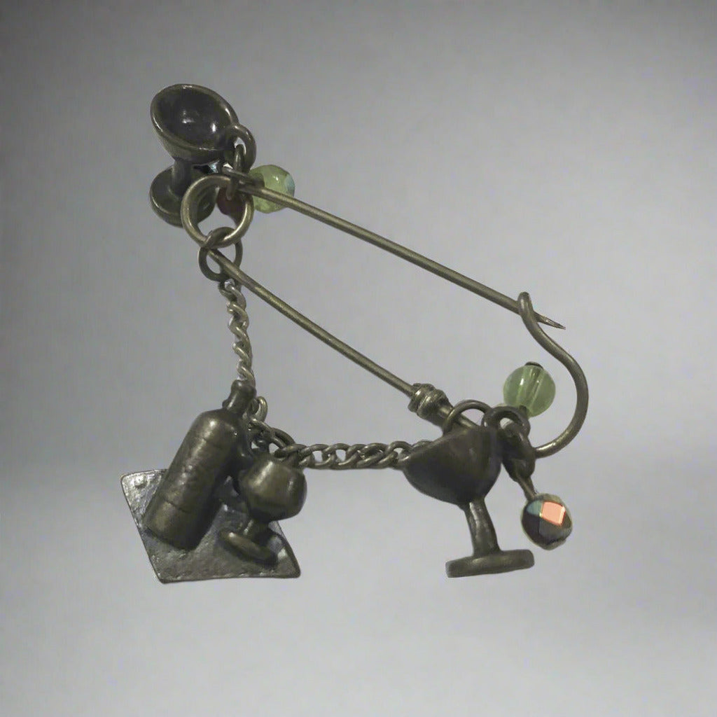 Wine Charms Buckle Brooch - Antique Finish