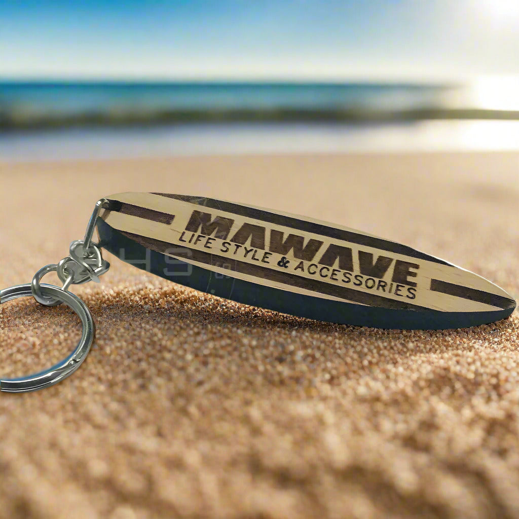 Customized Logo Miniature Surfboard Wooden Keychain
