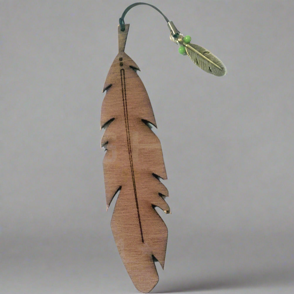 Laser Cut Wooden Feather Themed Bookmark