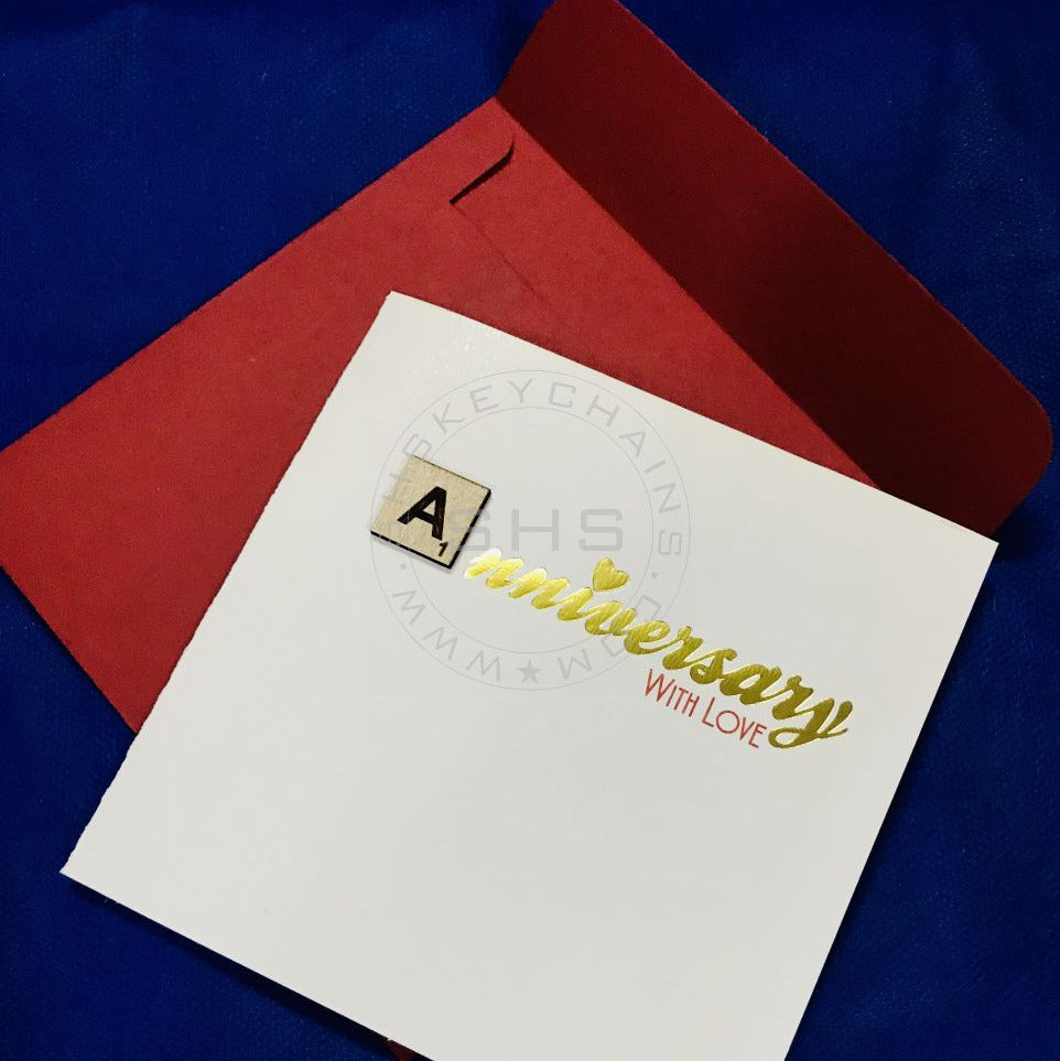 Customizable Scrabble Theme Anniversary Greeting Card