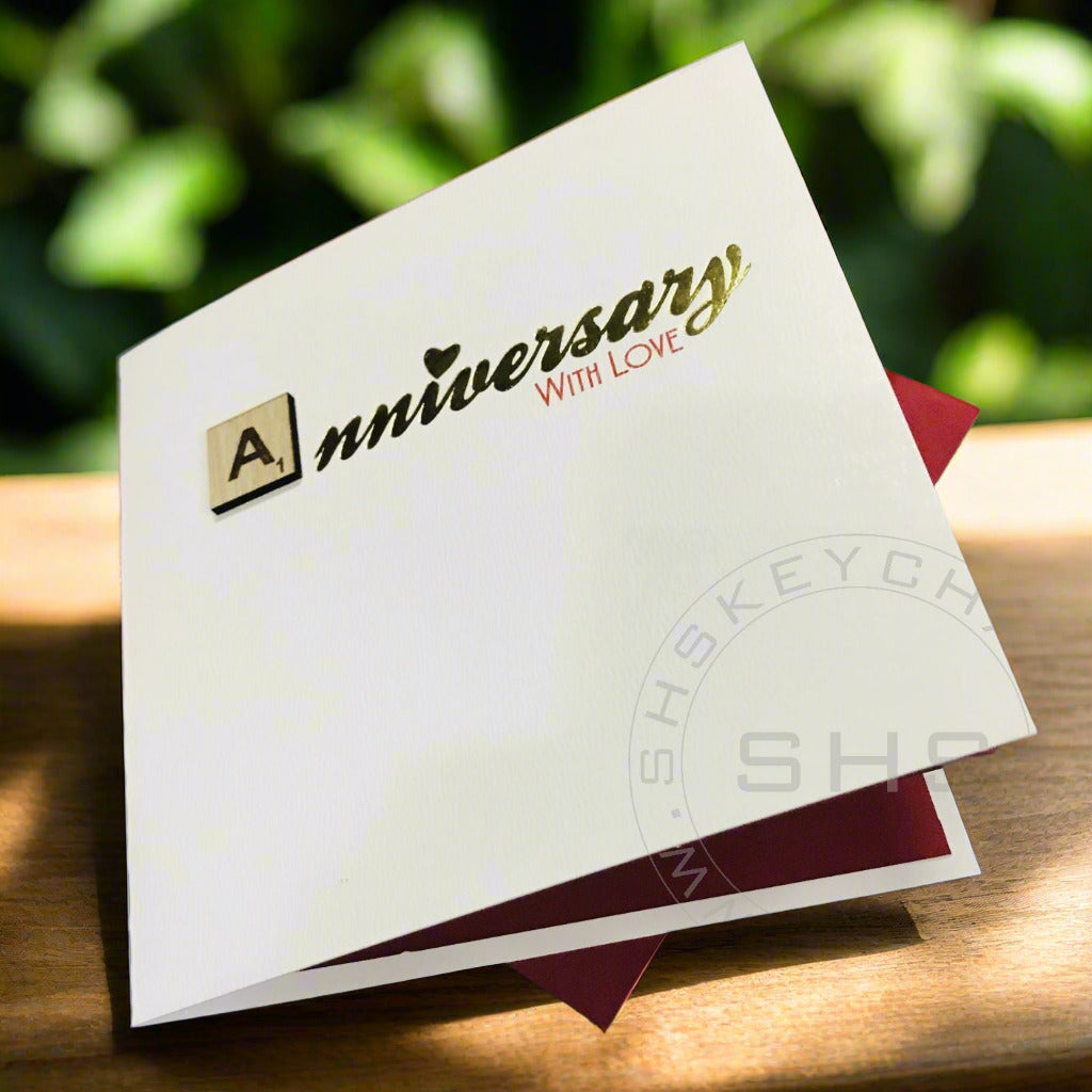 Customizable Scrabble Theme Anniversary Greeting Card